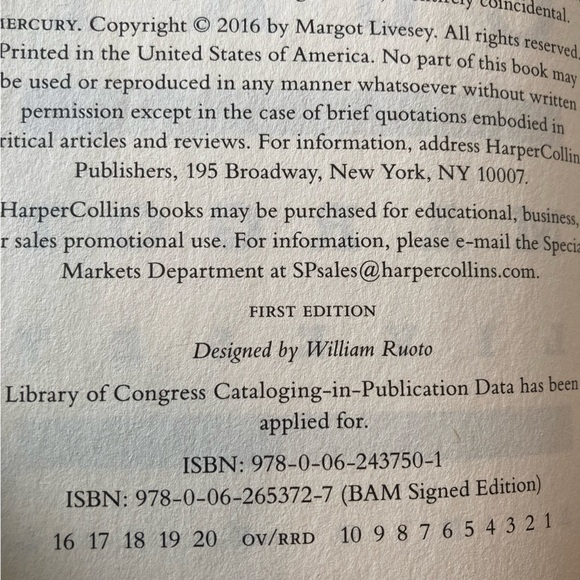 First Edition - Mercury by Margot Livesey - Fiction Hardcover - Great Condition - Picture 10 of 13